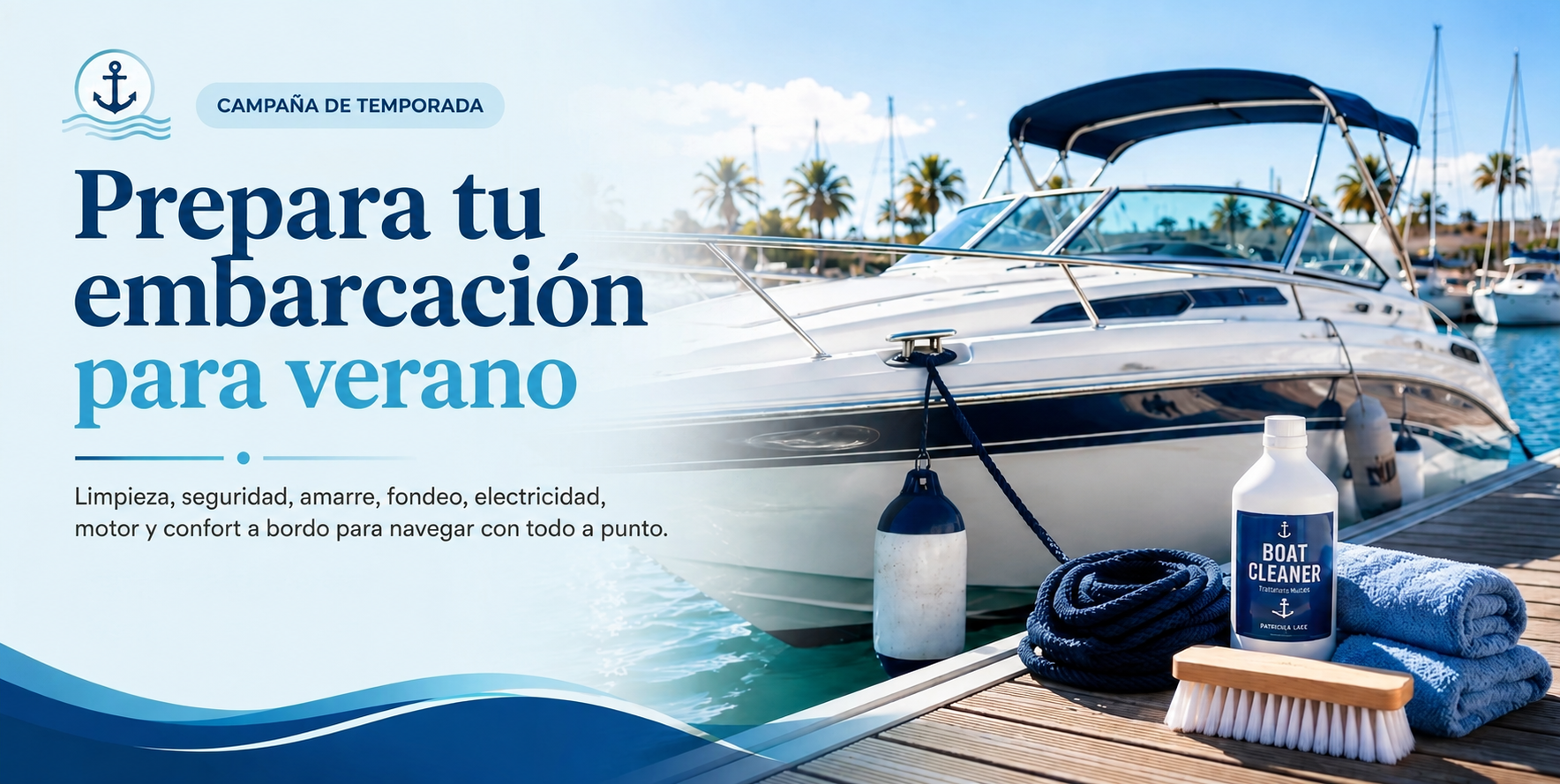 Prepara tu embarcación para verano - Limpieza, seguridad, amarre, fondeo, electricidad, motor y confort a bordo